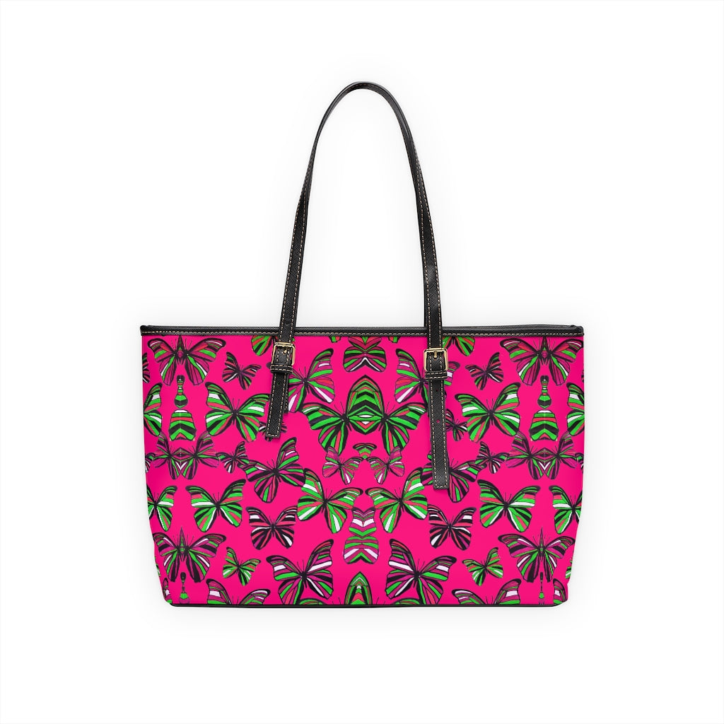 Hot Pink Butterfly PU Leather Shoulder Bag