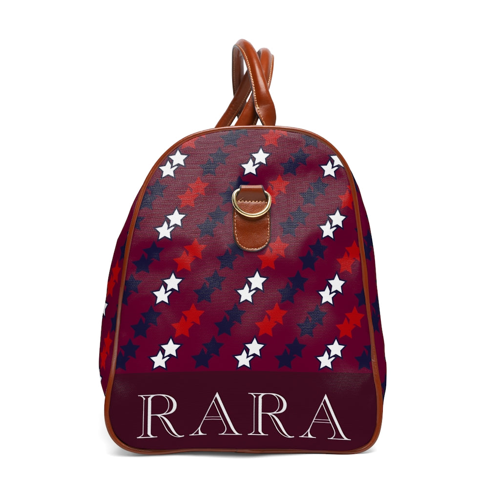 marsala star print travel bag