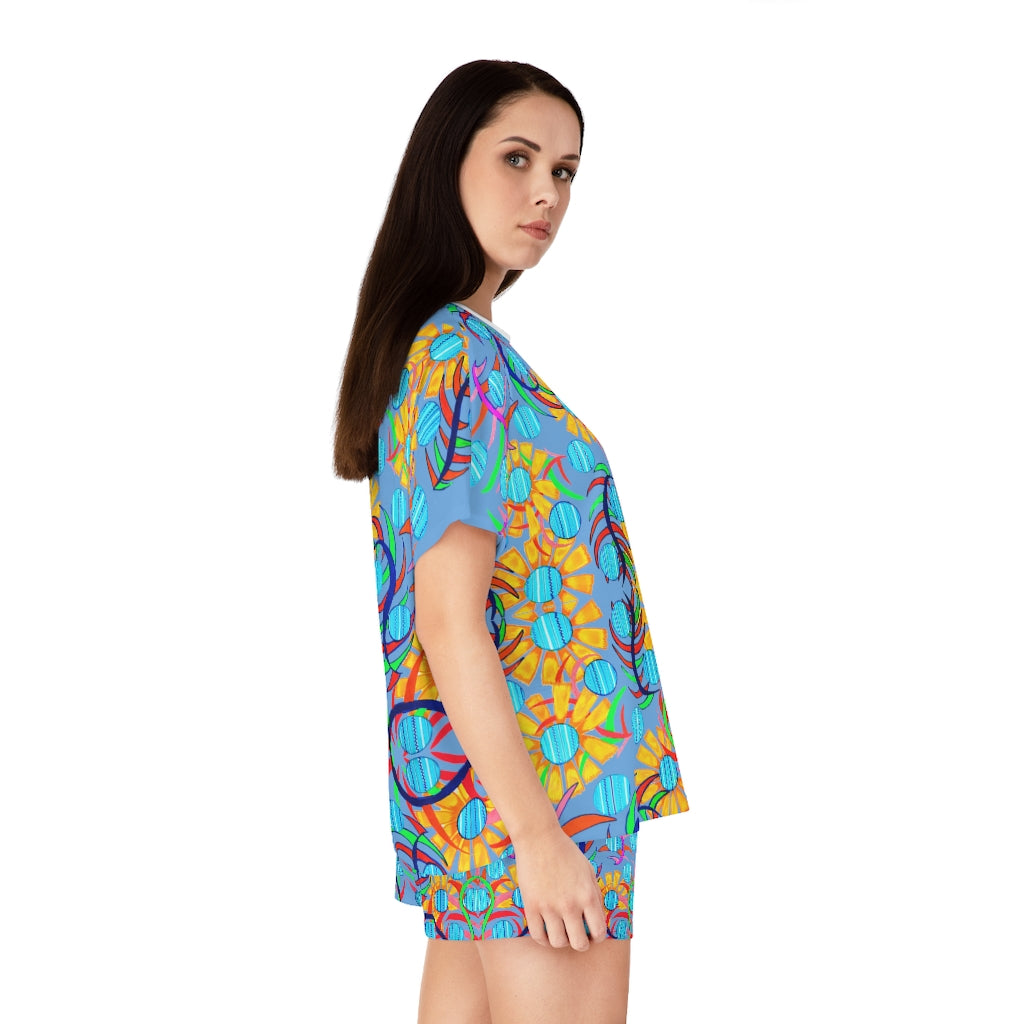 Sky Sunflower Short Pajama Set (AOP)