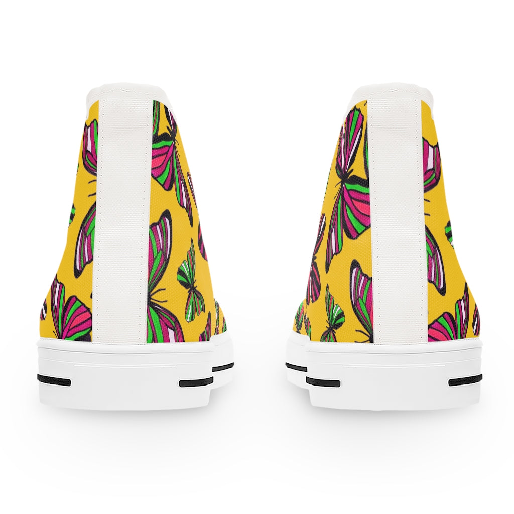 Yellow Butterflies Women's High Top Sneakers