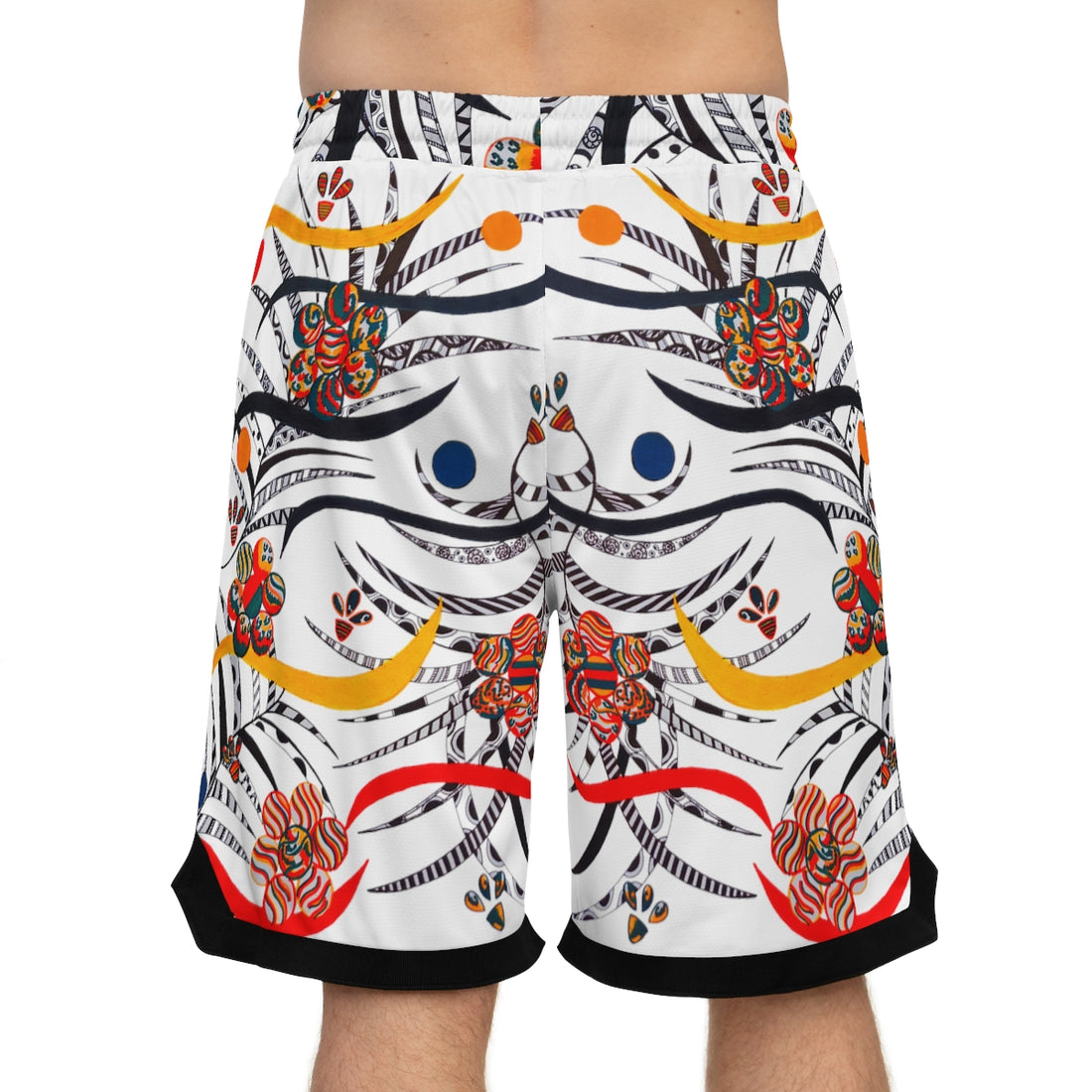 White Wilderness Basketball Rib Shorts (AOP)