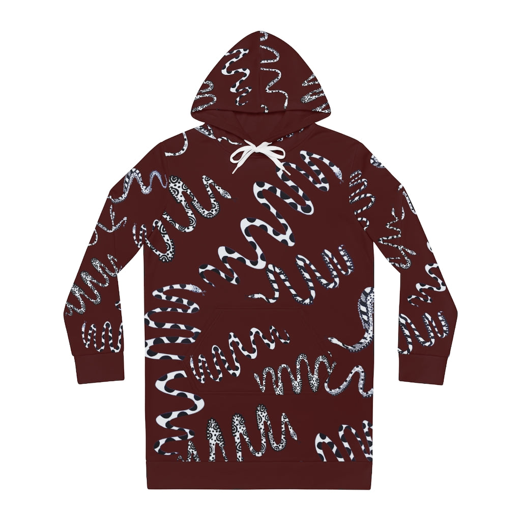 Marsala Snake Print Hoodie Dress