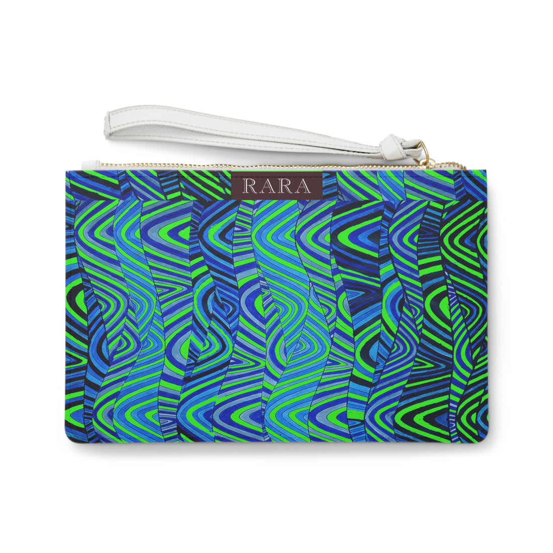 neon green sonic waves print clutch print