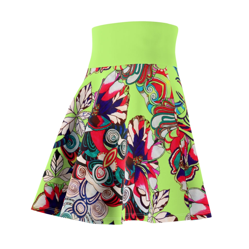 Graphic Floral Lime Skater Skirt