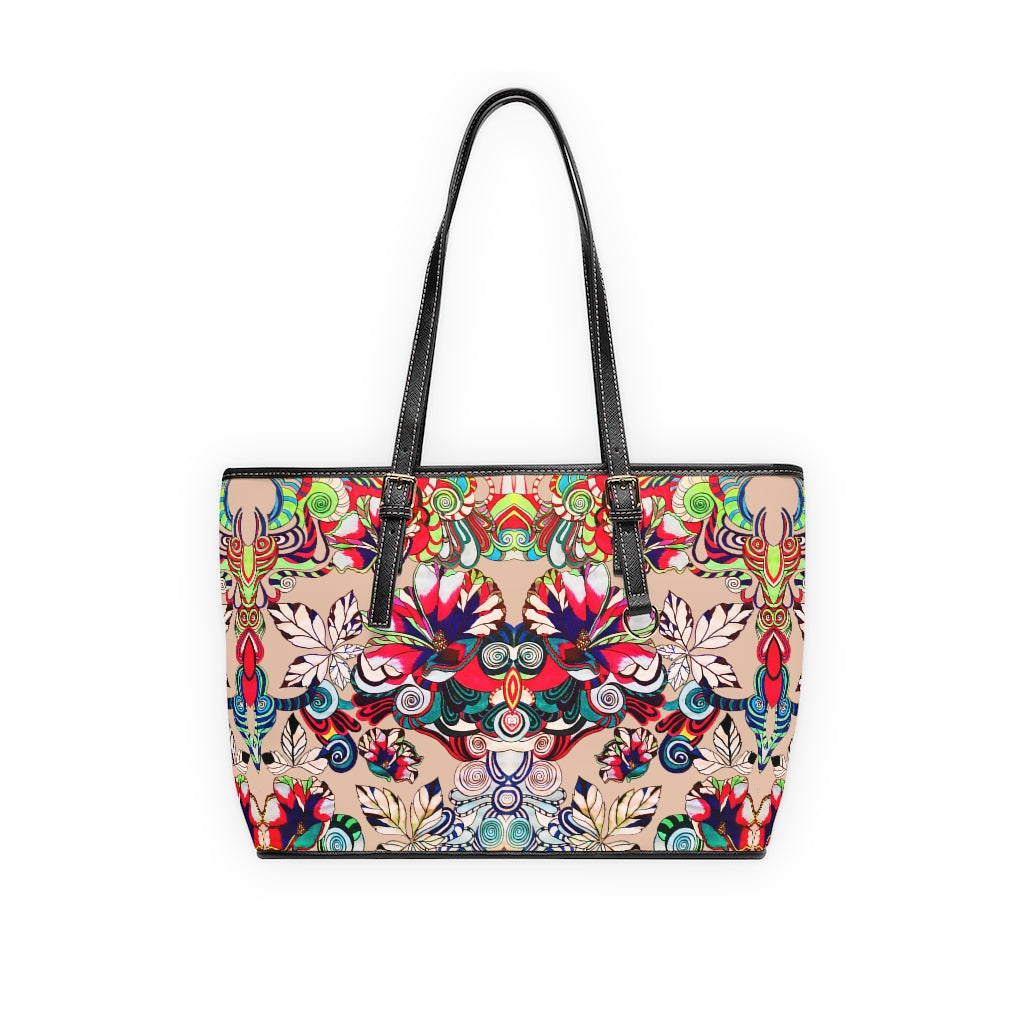 nude graphic floral tote bag