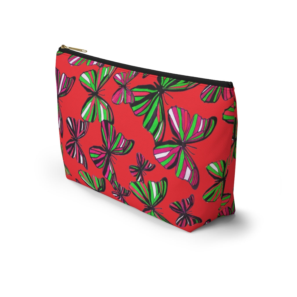 Butterflies Red Accessory Pouch