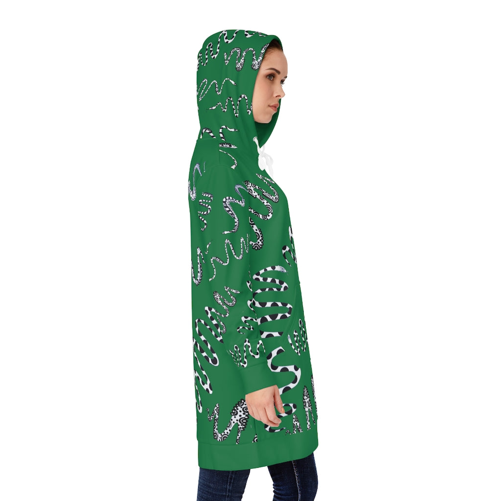 Emerald Snake Print Hoodie Dress