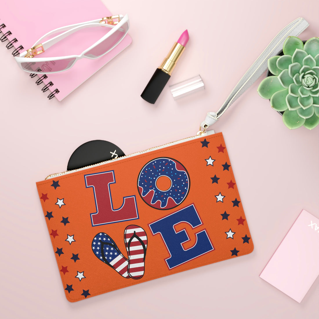 Orange American Love Clutch Bag