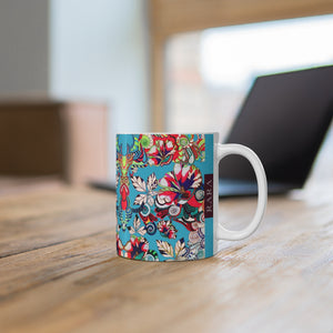 Floral Art Aqua Mug 11oz