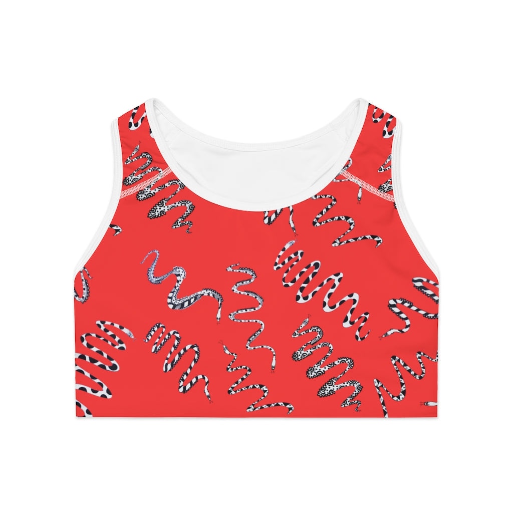 vermillion snake print sports bra 