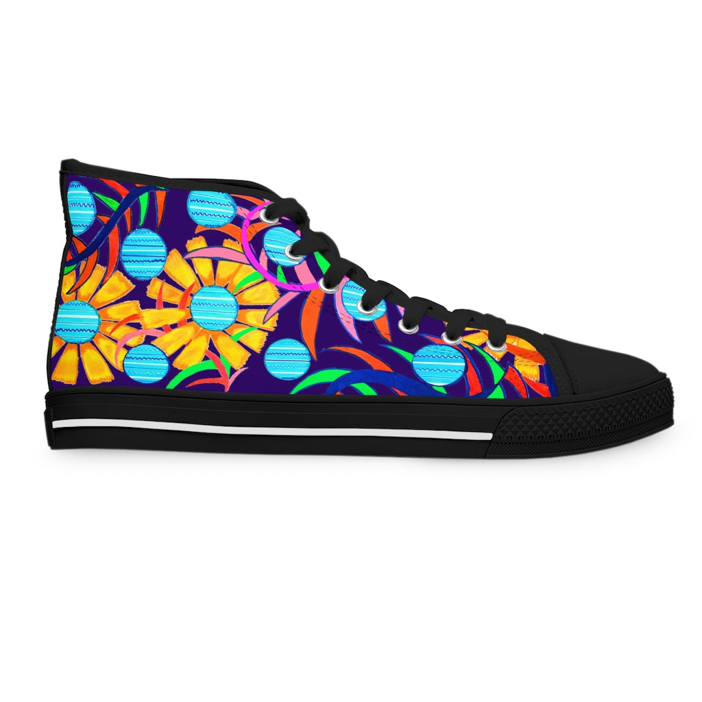 Ink Sunflower Women's High Top Sneakers