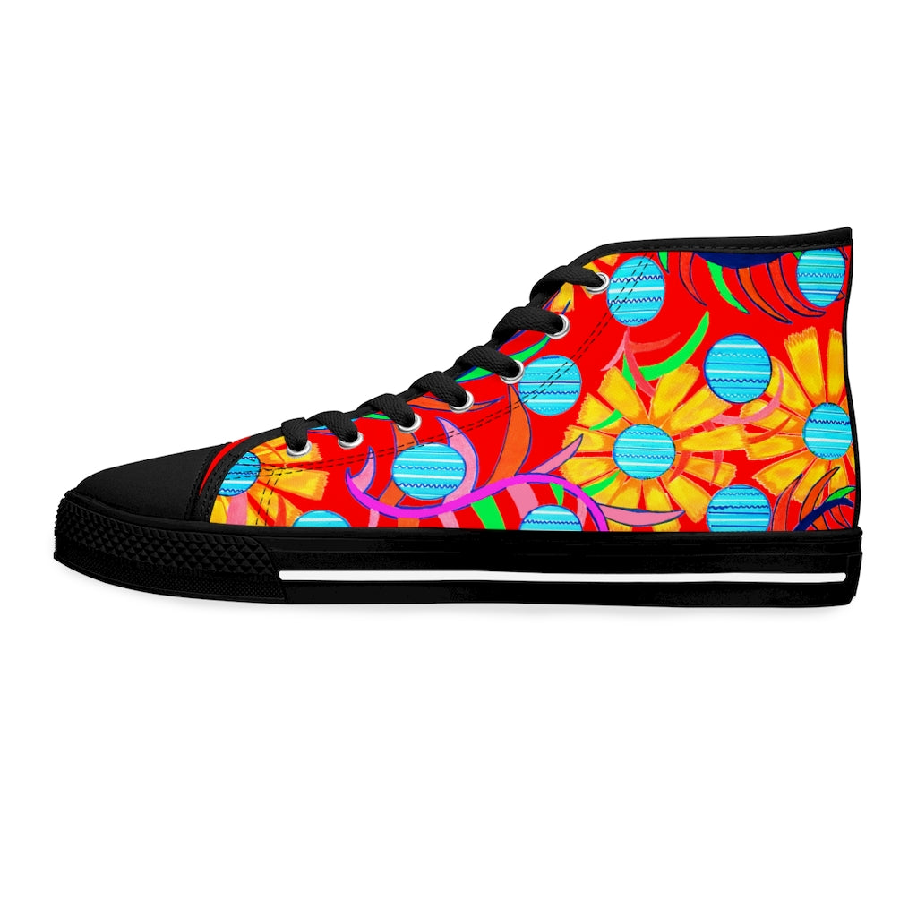 Red Sunflower Women's High Top Sneakers