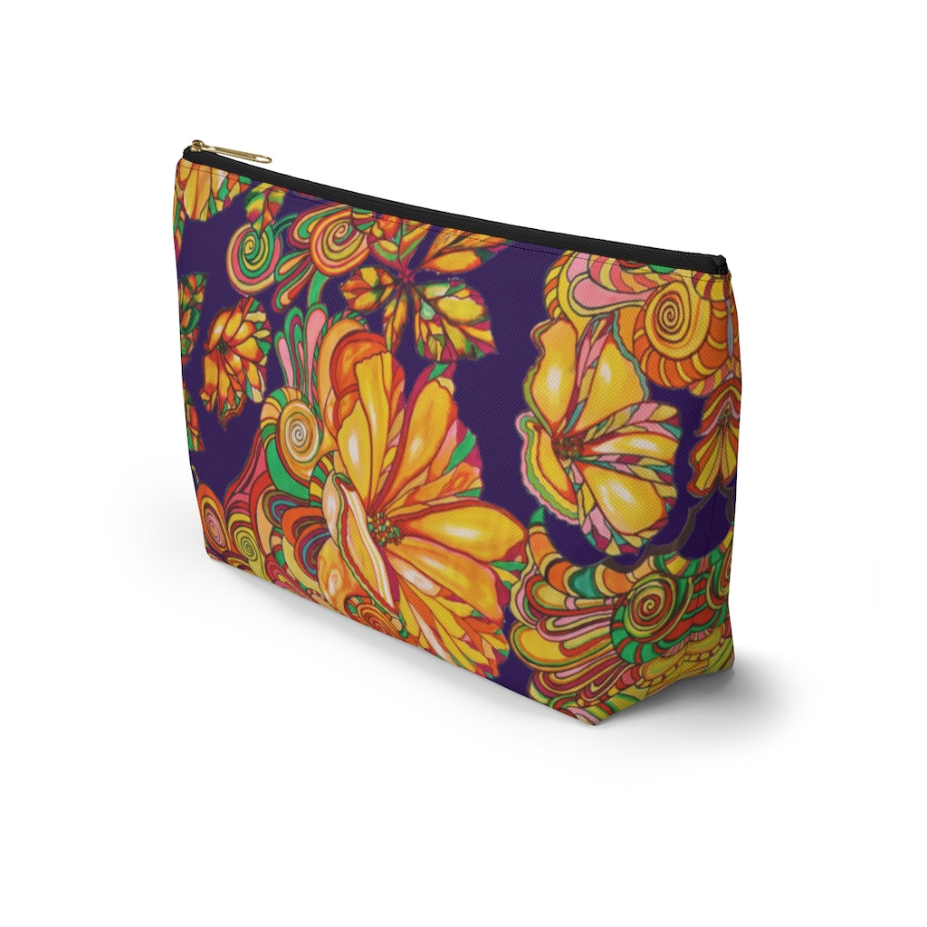 Violet Artsy Floral Accessory Pouch