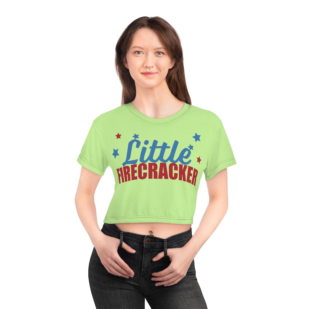 Lime Firecracker AOP Crop Tee