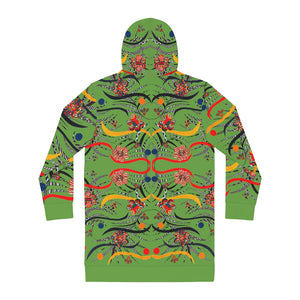 olive animal & floral print hoodie dress 