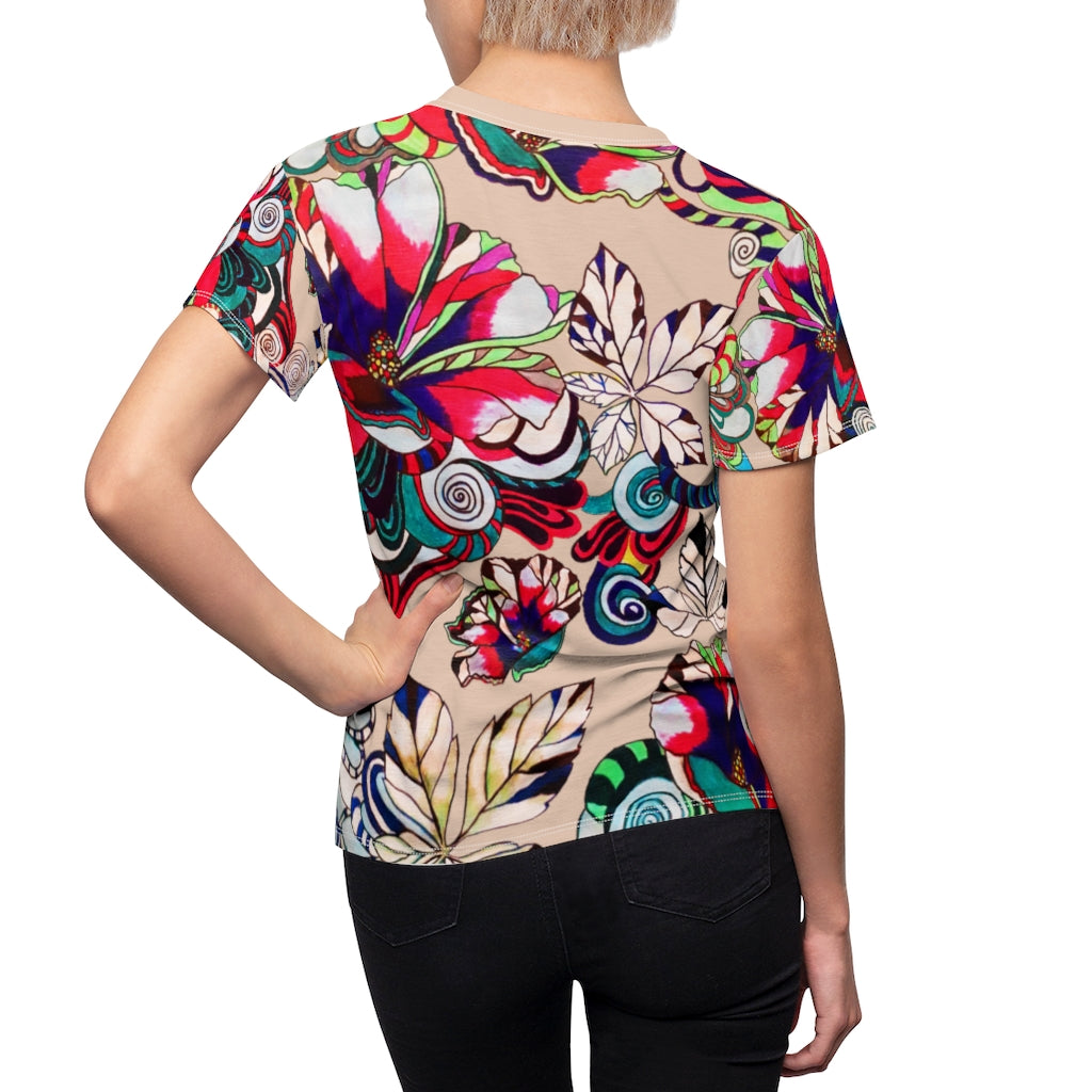 Graphic Floral AOP Nude T-Shirt