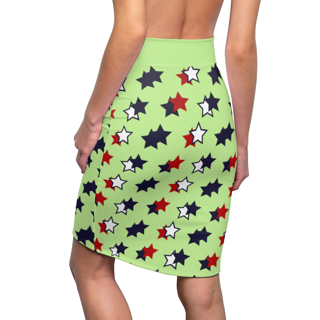 AOP Starry Mint Pencil Skirt