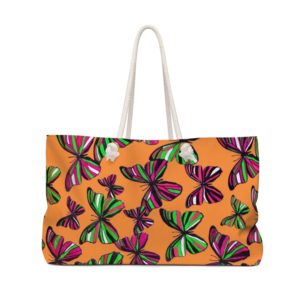 Butterflies Peach Weekender Bag