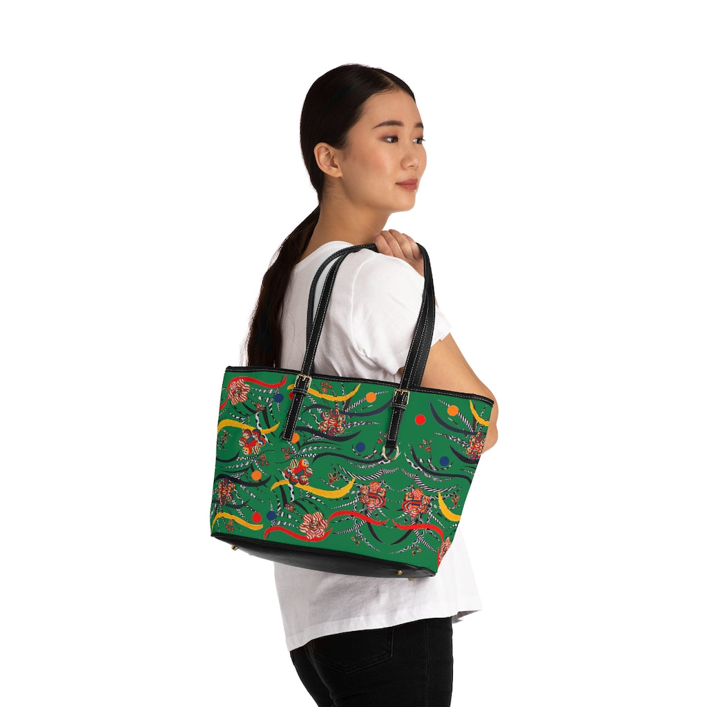 green  animal & jungle print tote bag