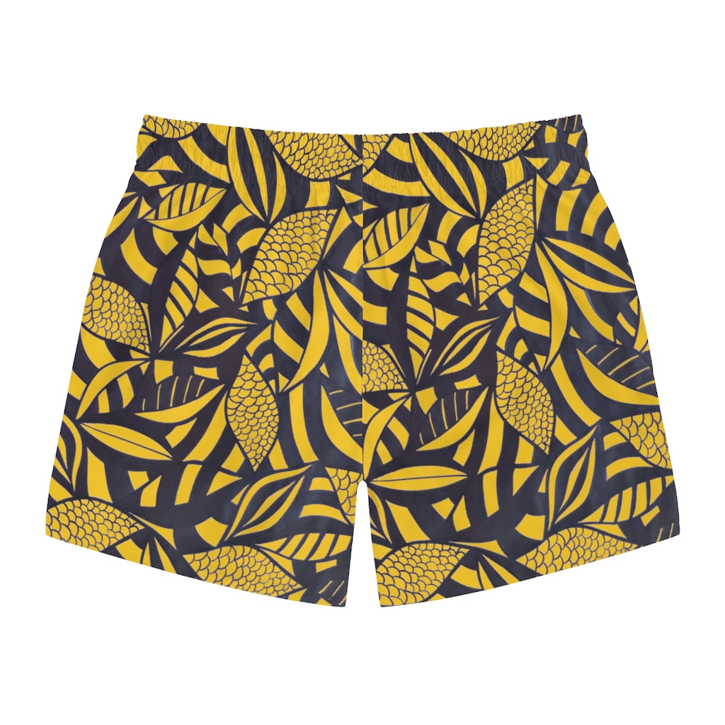 Yellow Tropical Minimalist Swimming Trunks