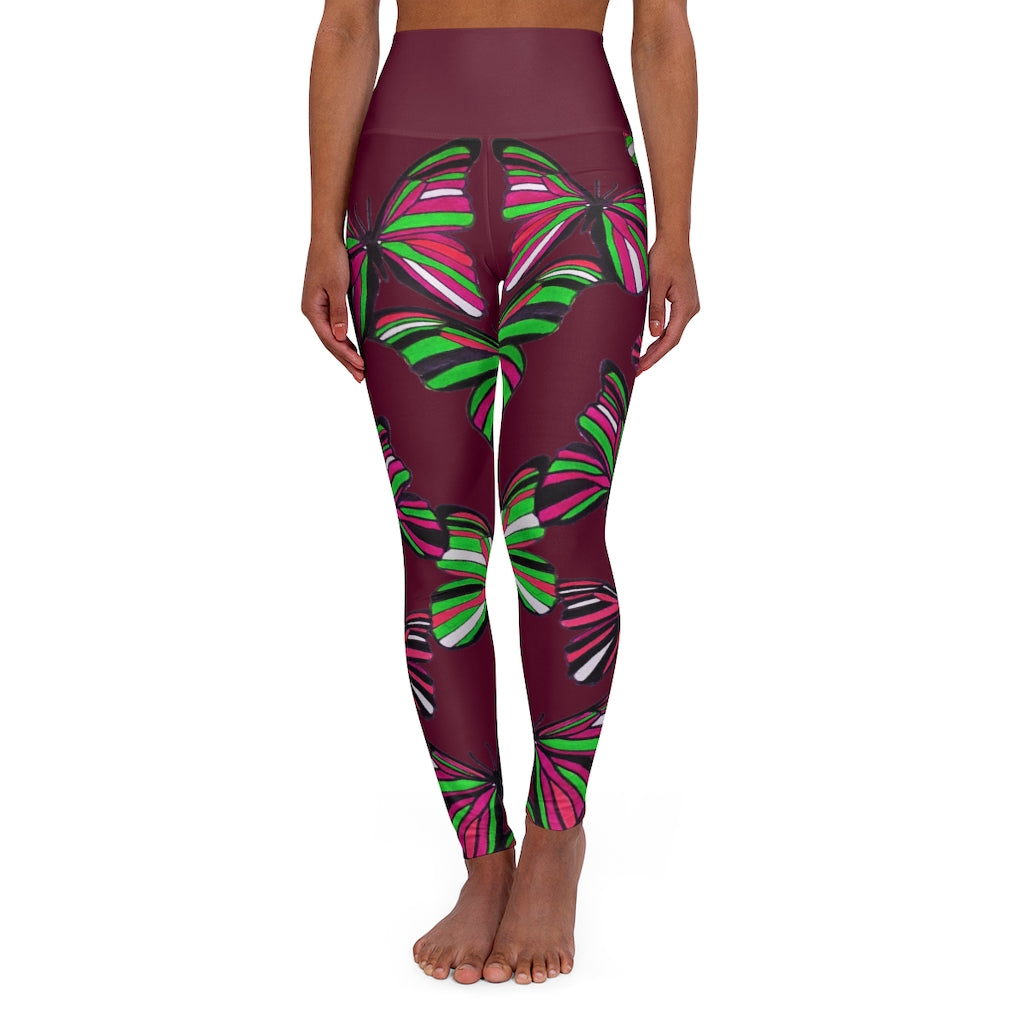 High Waisted Orchid Butterfly Leggings