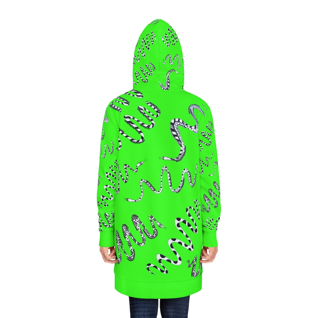 Neon Green Snake Print Hoodie Dress