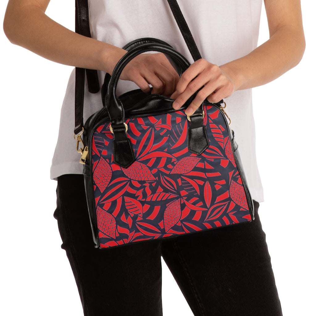 red tropical print handbag