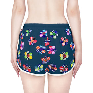 teal geometric floral print gym shorts