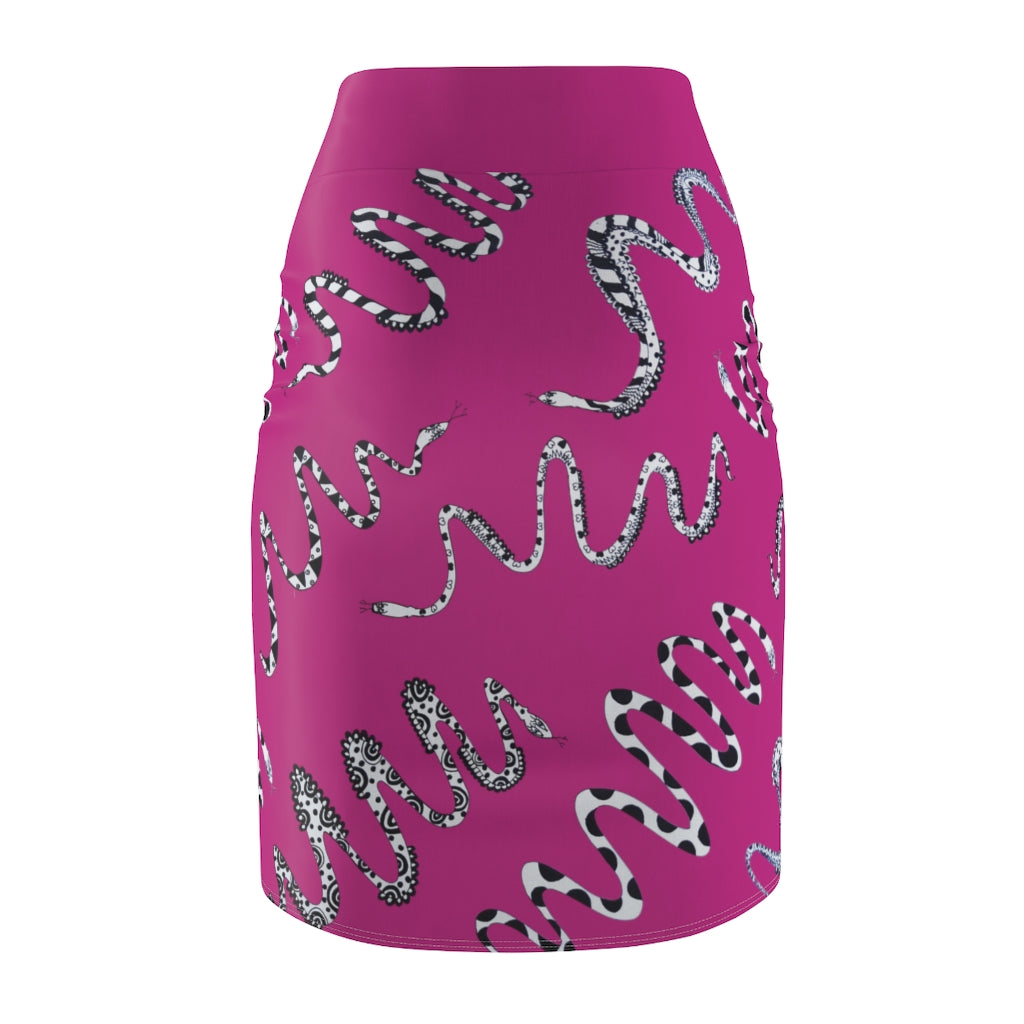 Rose Snake Den Print Pencil Skirt