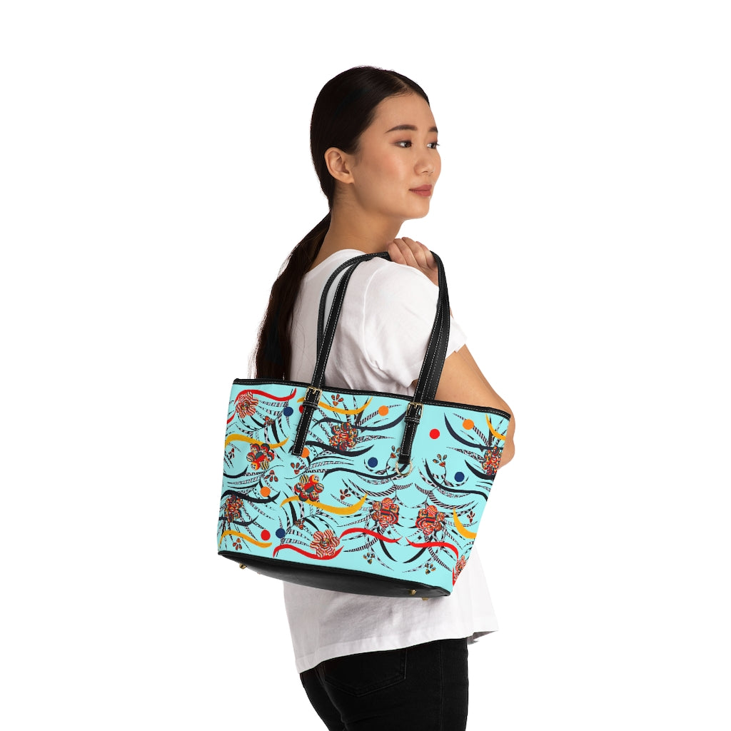 icy blue  animal & jungle print tote bag