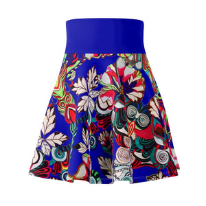Graphic Floral Electric Blue Skater Skirt
