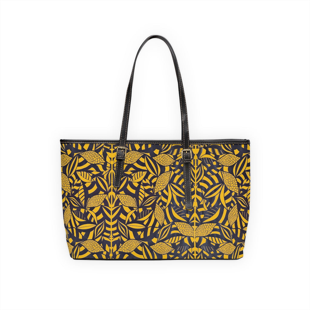 Yellow Tropical Minimalist PU Leather Shoulder Bag