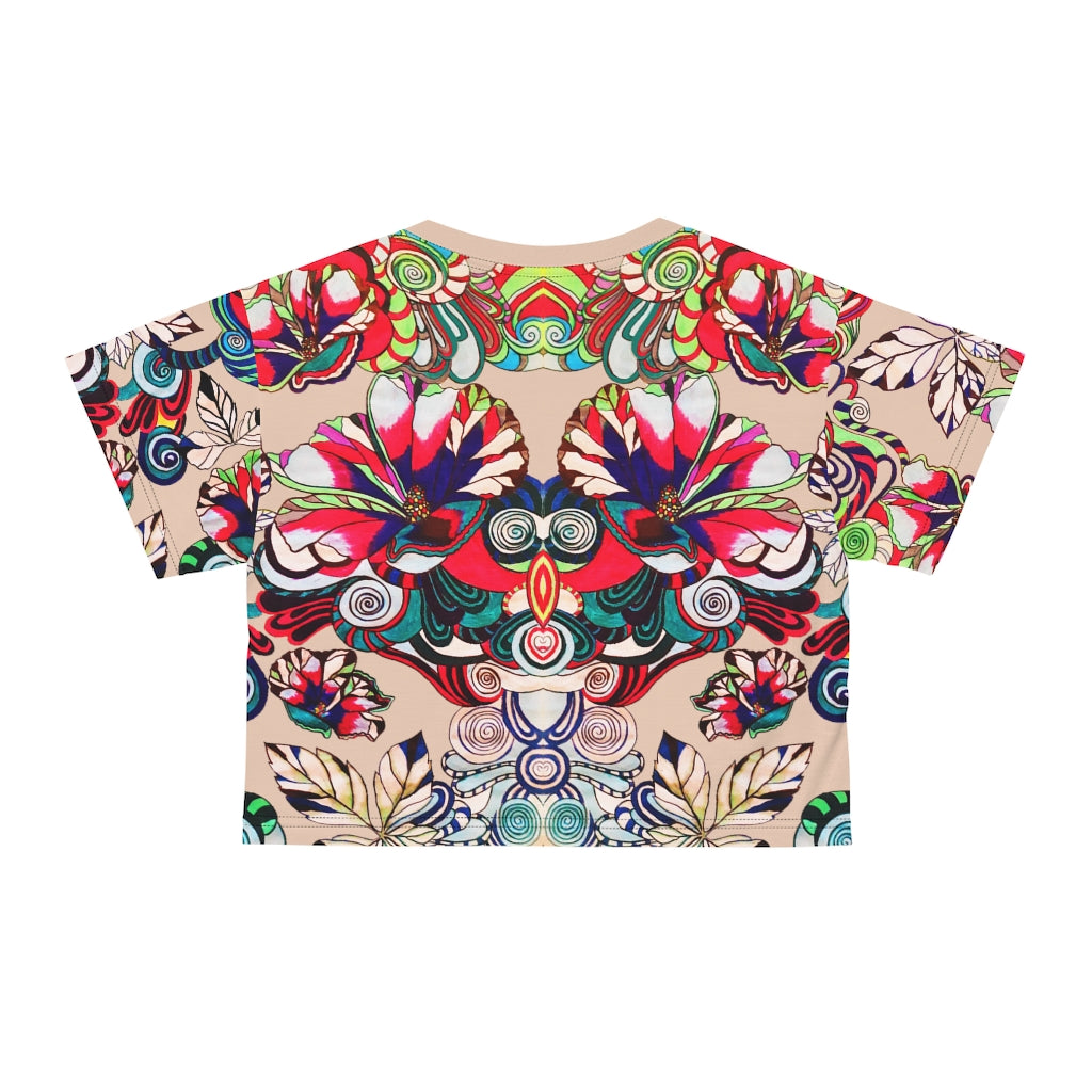 Nude Artsy Floral Pop AOP Crop Tee