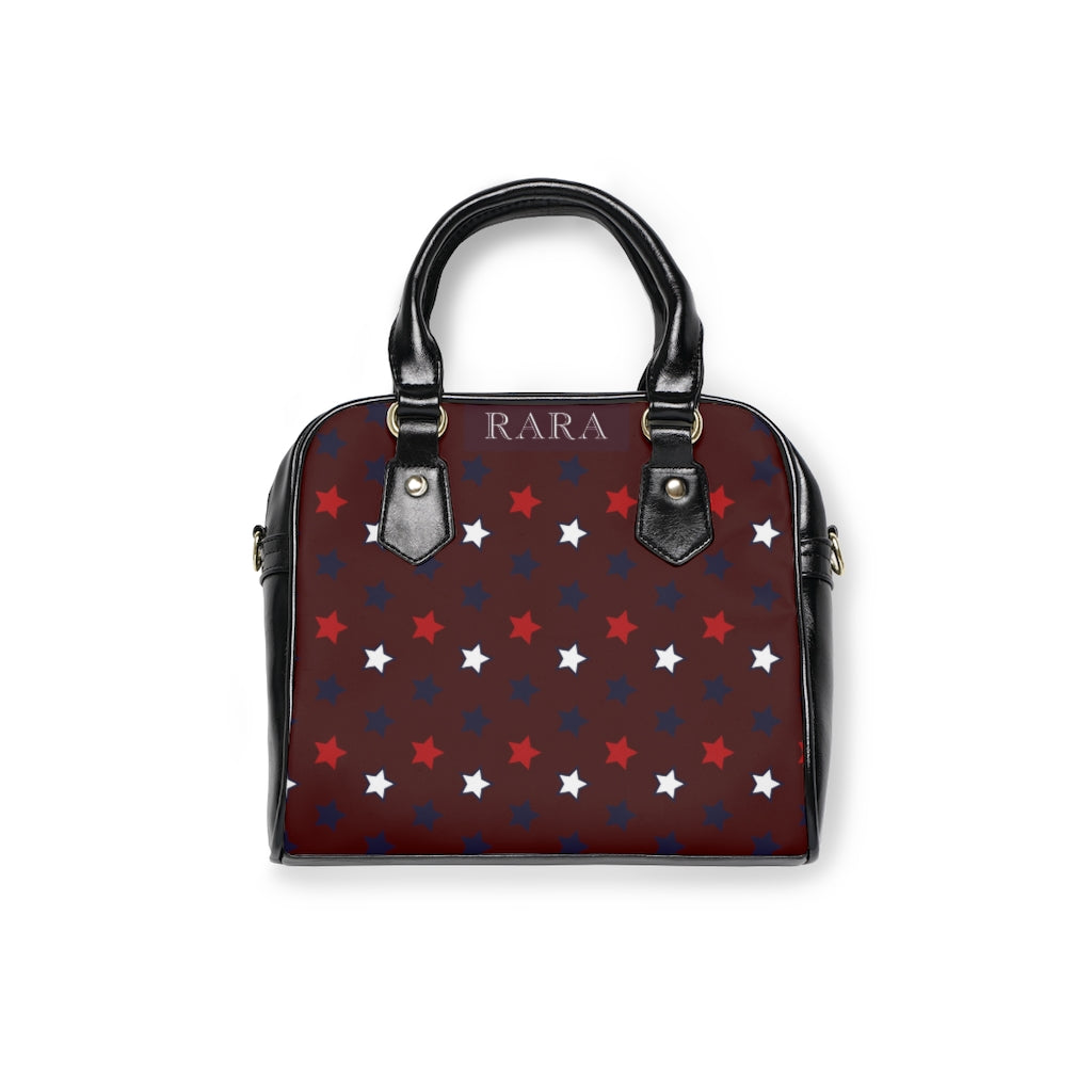 marsala star print handbag