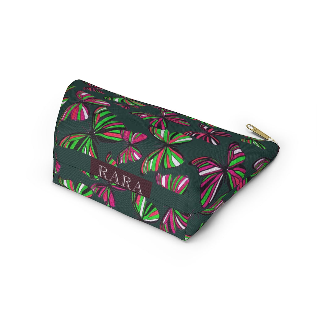 Butterflies Dark Green Accessory Pouch