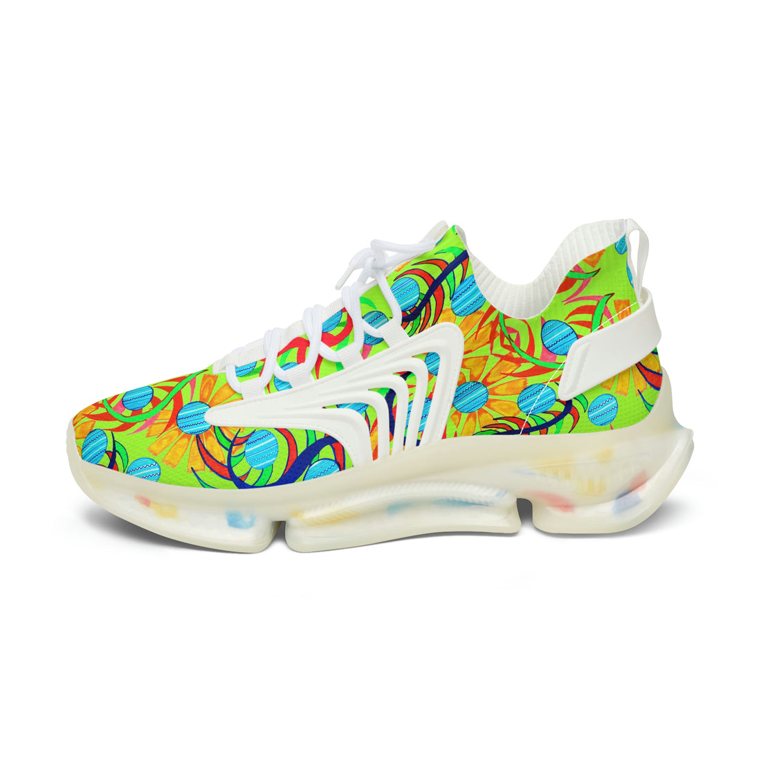 Lime Sunflower Printed OTT Women's Mesh Knit Sneakers