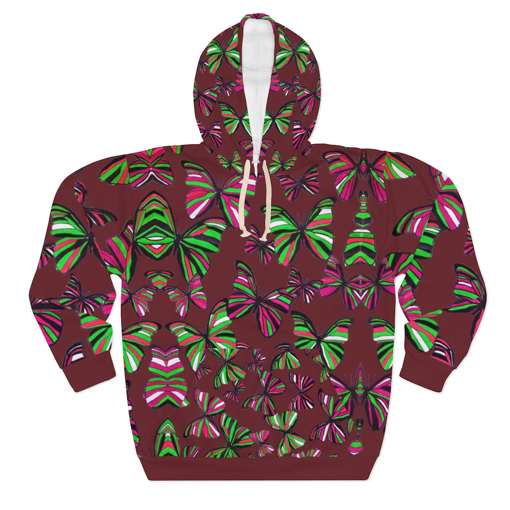 Butterflies Pullover Marsala Hoodie