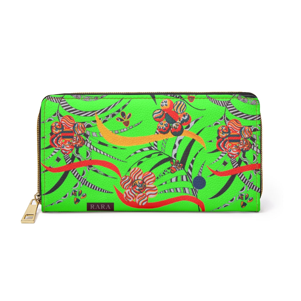 Neon Green Wilderness Zipper Wallet