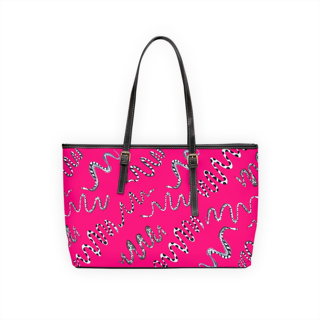 Hot Pink Snake Den PU Leather Shoulder Bag