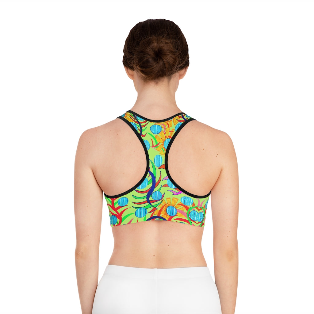 Lime Sunflower Print (AOP) Sports Bra