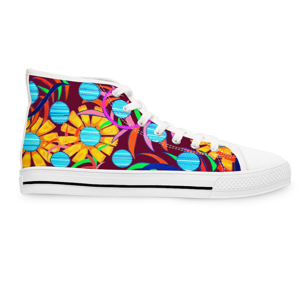 Marsala Sunflower Women's High Top Sneakers