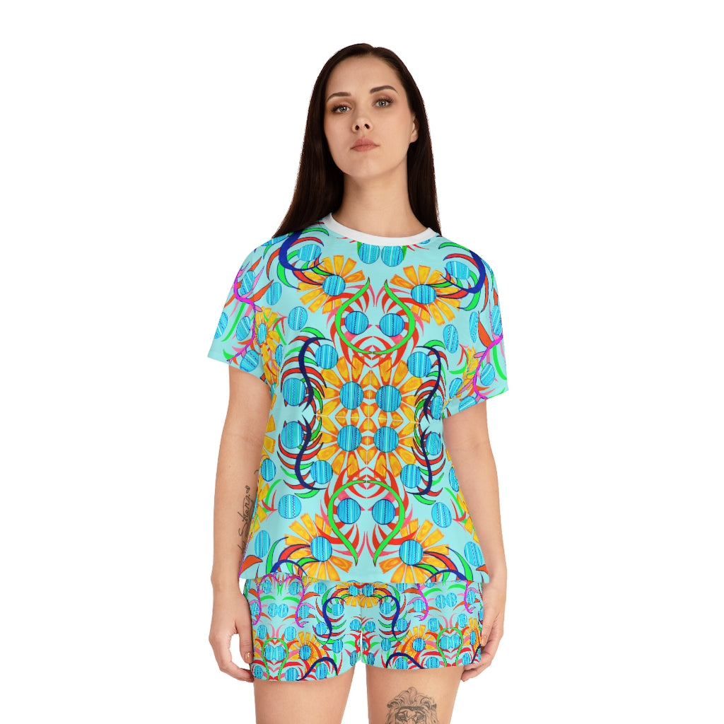 Sky Sunflower Short Pajama Set (AOP)