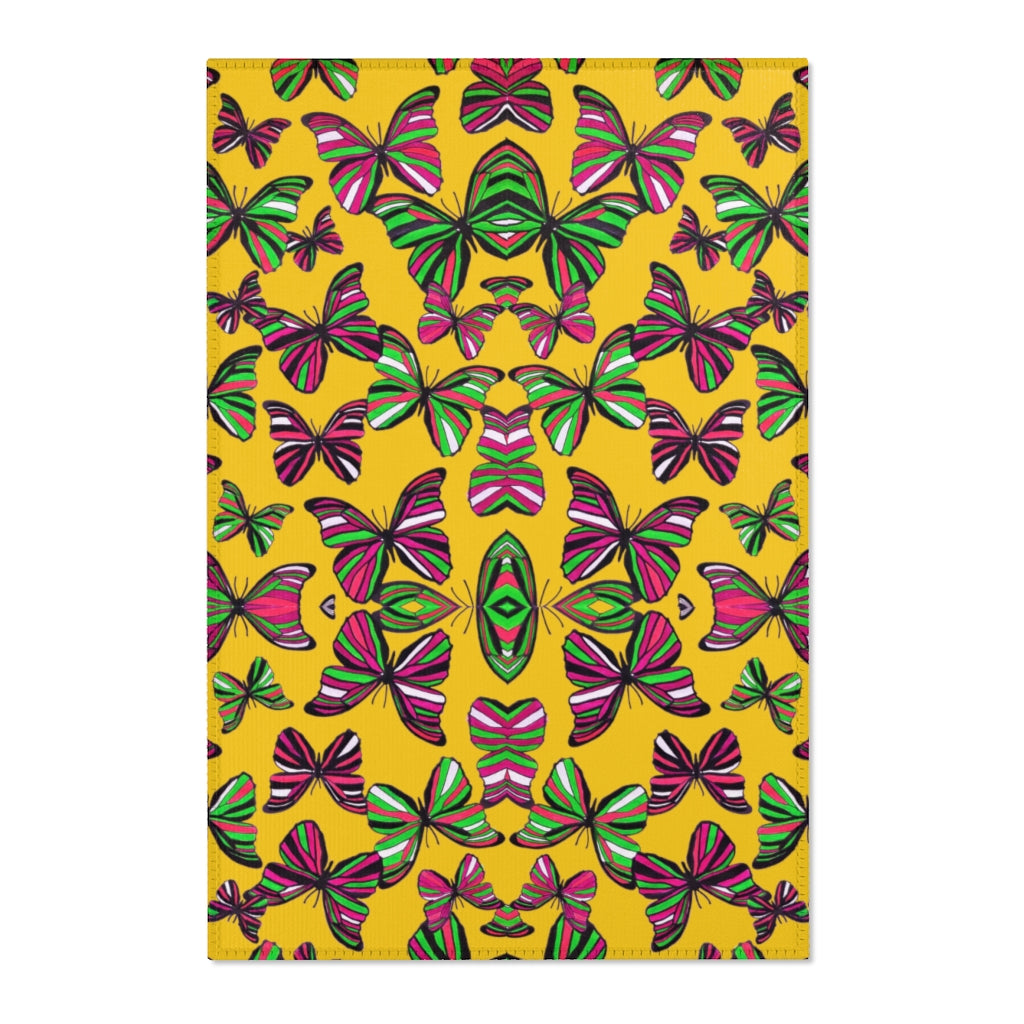 Butterflies Yellow Area Rug