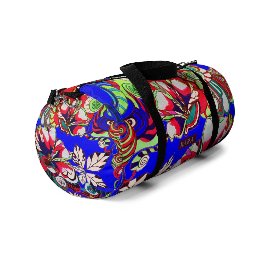 Artsy Floral Pop Electric Blue Duffel Bag