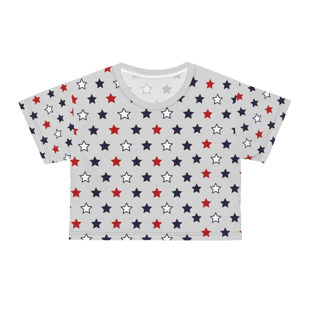 slate grey star printed crop t-shirt for women