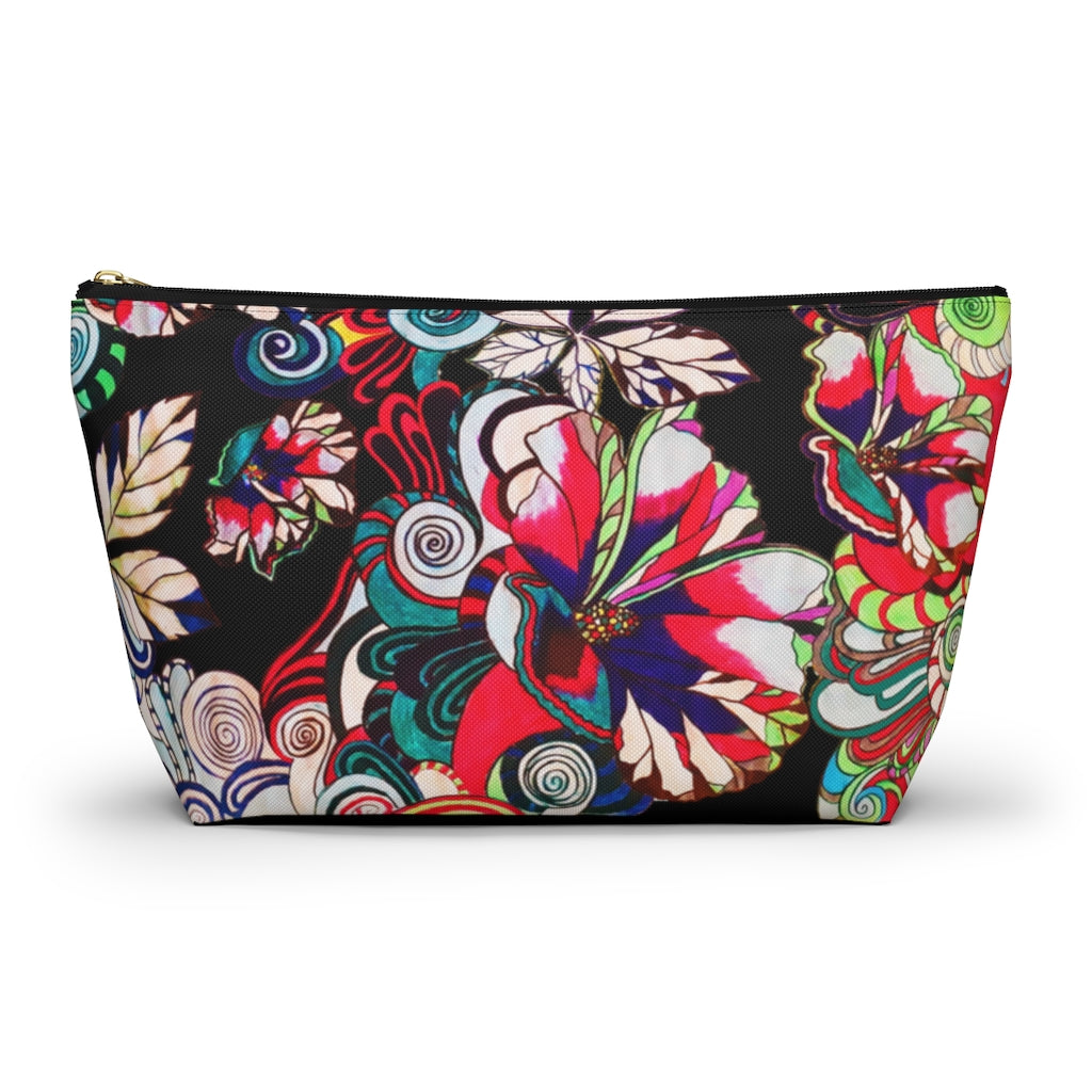 Floral Pop Black Accessory Pouch