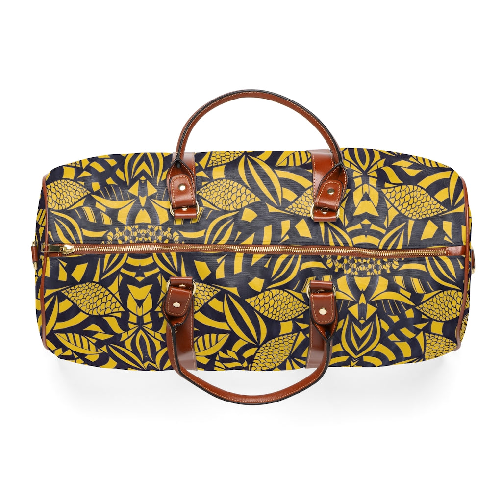 Yellow Tropical Minimalist Waterproof AOP Travel Bag