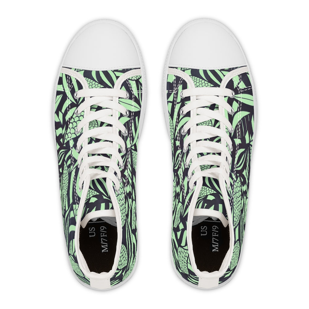 mint tropical print hightop women's sneakers