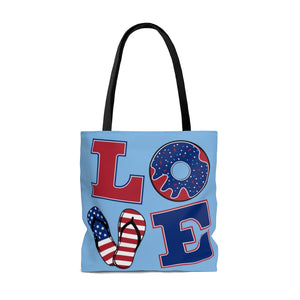 AOP American Love Blue Tote Bag