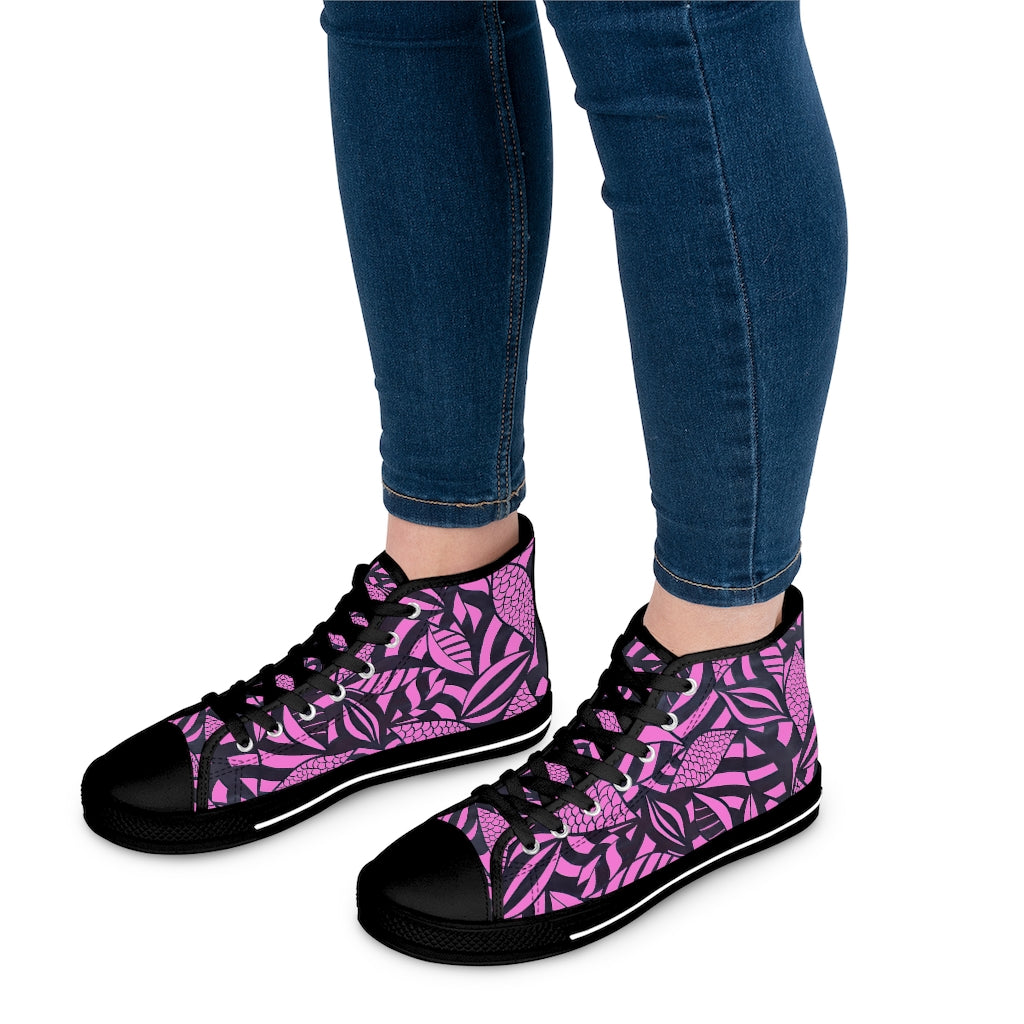 Rose Tropical Minimalist Women's High Top Sneakers